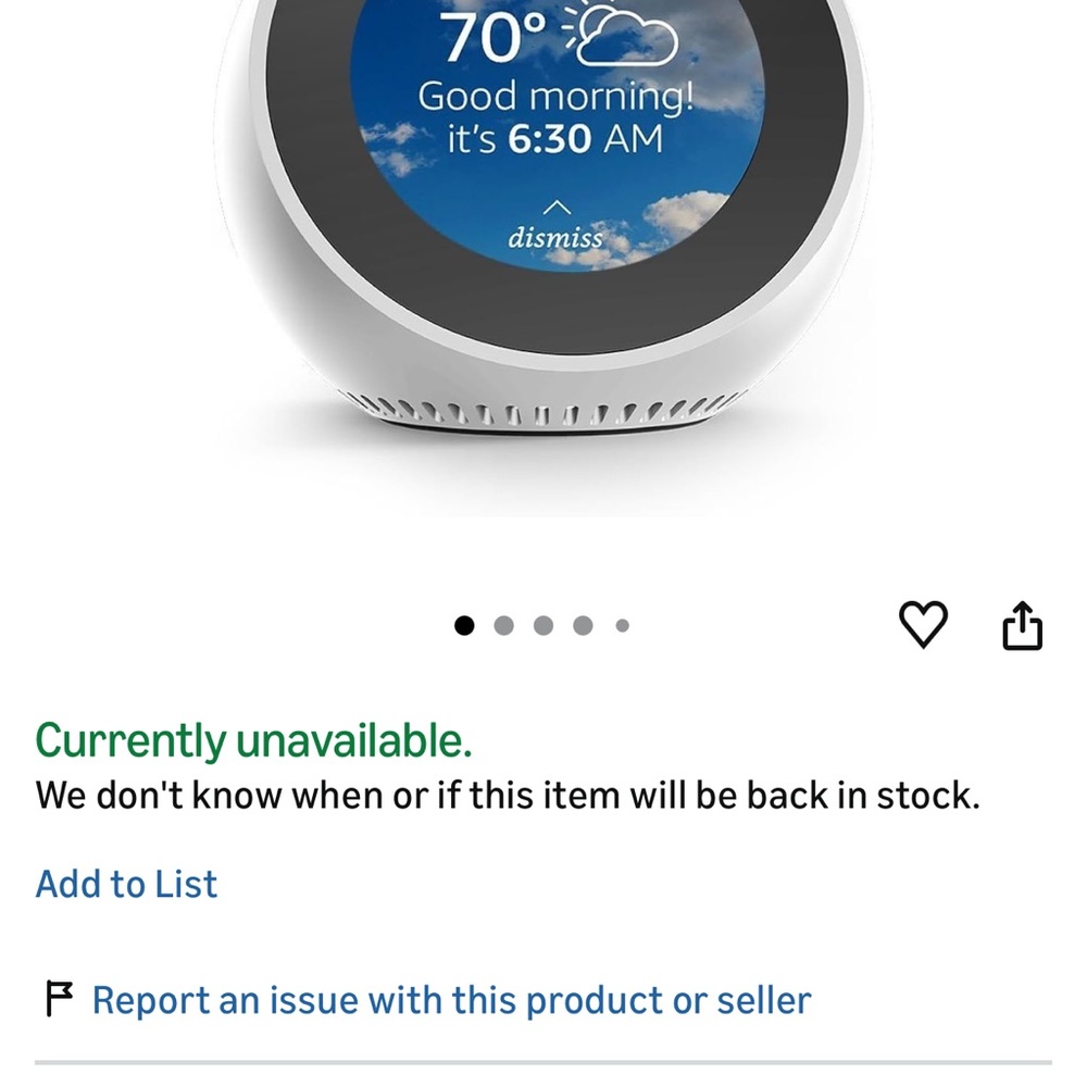 Amazon Echo Spot Smart Display - White